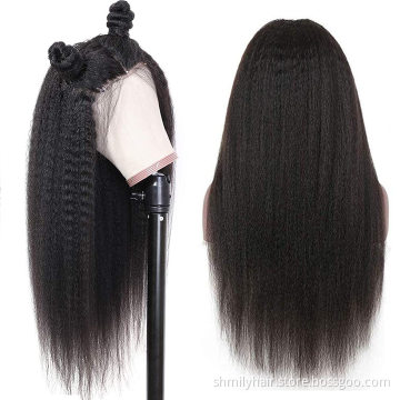 Wholesale Virgin Hair Cuticle Aligned Lace Front Indian Kinky Straight Wig Natural Hair Brazilian Lace Wigs 100% Human Hair